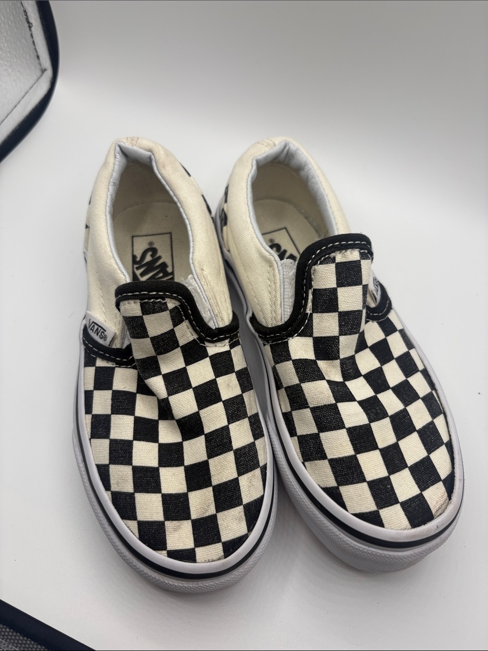 Vans Kids Slip-On Checkerboard Canvas Sneakers - Black & White - Picture 5 of 5